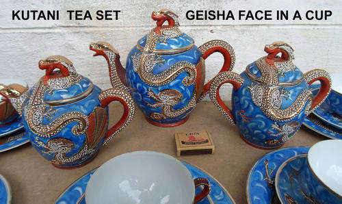 VINTAGE/ANTIQUE KUTANI DRAGON~GEISHA GIRL FACE IN A CUP 24 PCE TEA SET~DAMAGE FREE R3000 VALUE