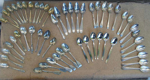 54 TEA SPOONS~MOST ANTIQUE~ALL FOR ONE BID STARTING R1 NO RESERVE