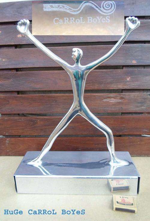 TRIPLE WOW~MASSIVE 44 X 33 CM CaRRoL BoYeS MERCURY MAN OUTSTRECTHED ARMS ON BASE~AWESOME!!!!!