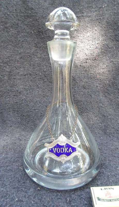 LARGE CRYSTAL/GLASS SHIPS DECANTER WITH LABEL~PERFECT CONDITION