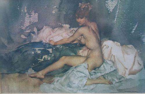 WOW!!!~SCOTTISH ARTIST~SIR WILLIAM RUSSELL FLINT~FRAMED NUDE WOMAN PRINT~GOOGLE VALUE!!!!