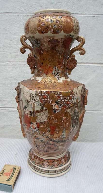 RARE HUGE ANTIQUE SATSUMA VASE~IMMORTALS~SIGNED~HIGH VALUE!!!!
