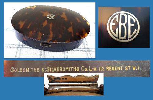 INCREDIBLY RARE~ANTIQUE 1905 TORTOISE SHELL, SILVER GOLD VANITY SET~FREE POST READ