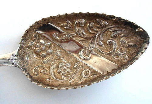 VALENTINES SPECIALS~LARGE HM SILVER GEORGIAN SERVING SPOON~AMAZING BOWL PATTERN C1820