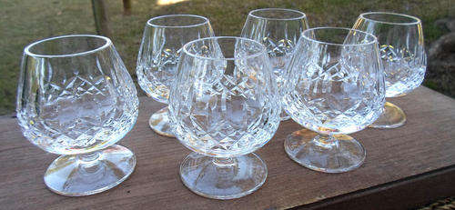 WATERFORD STYLE QUALITY~SET RARE IRISH INNISFREE CRYSTAL CORDIAL GOBLETS~ENGRAVED SIGNATURES