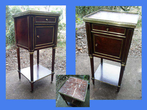 LOUIS VXI PERIOD FRENCH NIGHT STAND/COMMODE~BRONZE & MARBLE MAHOGANY R20000~for collection