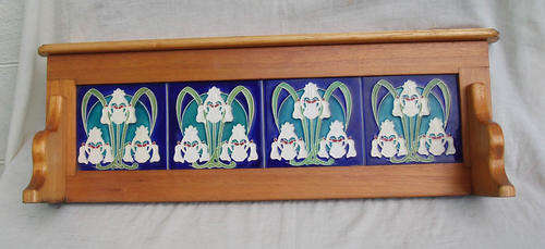 CRAZY R1 SALE~ART NOUVEAU TILE BACKED~WASHSTAND TOP~OVER MANTLE~STUNNING