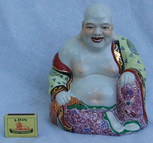CRAZY R1 SALE~VERY NICE VINTAGE~LARGE LAUGHING BUDDAH~GILT AND OTHER DECORATION~AMUSTC