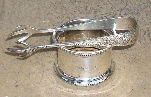 WACKY WEDNESDAY R1 SALE~1921 HM~DWARF EAGLE CLAW SUGAR NIPS+ HM NAPKIN~NO INSCRIPTION~CHESTER 1915