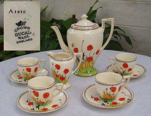 WACKY WED R1 SALE~AWESOME RARE~1930'S~ART DECO PERIOD~CROWN DUCAL~POPPY~HANDPAINTING~WOW!!!