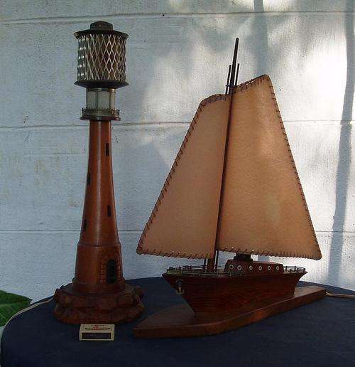 ART DECO ERA~STUNNING LIGHTHOUSE LAMP~PLUS SAIL BOAT LAMP~EXCEPTIONAL!!!