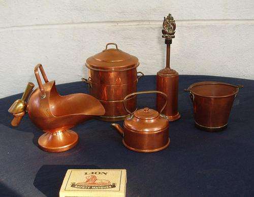 UNBELIEVABLE~5 CRAFTSMAN MINIATURE COPPER FIRESIDE & KITCHEN UTENSILS~AMAZING DETAIL~WOW!!