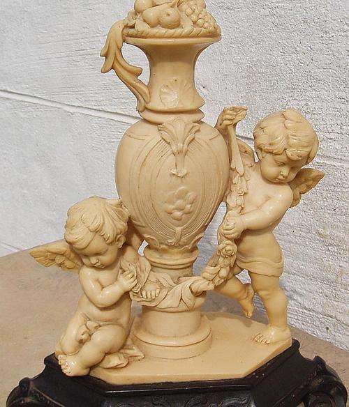 ABSOLUTELY DELIGHTFUL~RARE SIGNED SANTINI CHERUB LAMP ON ORNATE BASE