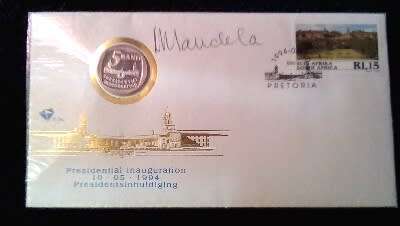 CRAZY ZERO START!!!! $$ All must GO!- AUTHENTICATED AUTOGRAPH MANDELA WITH PROOF R5 1994