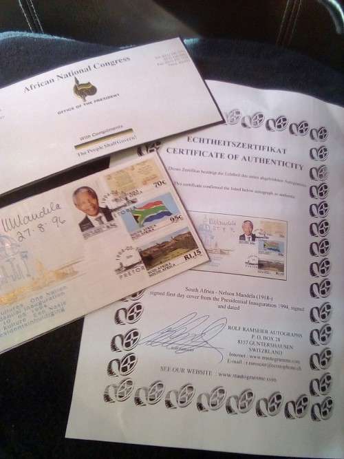CRAZY ZERO START!!!! $$ All must GO!  - AUTHENTICATED SIGNATURE MANDELA ORIGINAL FDC 1996