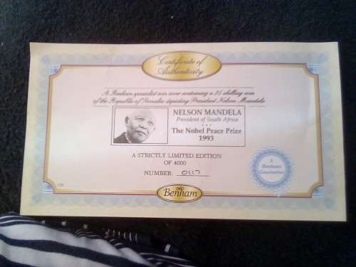 CRAZY ZERO START!!!! $$ All must GO!- CERTIFIED SILVER MANDELA LIMITED EDITION COIN IN COVER LONDON