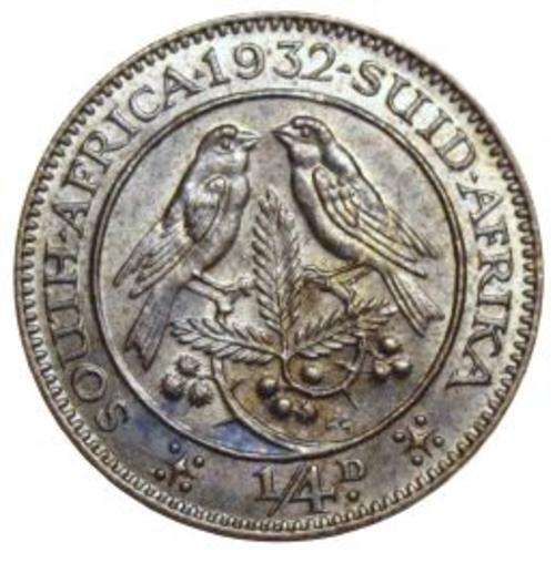 Start at Zero!!!! $$ Clearance $$ All must GO! $$ South Africa - 1932 1/4D UNC!