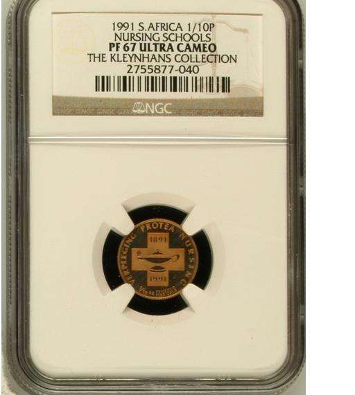 GOLD SA PROTEA SERIES 1/10P 1991 NURSING PF67UC FINEST KNOWN GRADE $$$$$