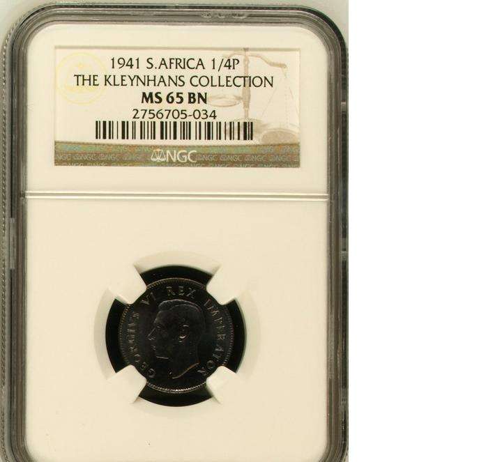 Start at Zero!!!! $$ Clearance $$ All must GO! $$ South Africa UNION - 1941 1/4P MS65BN