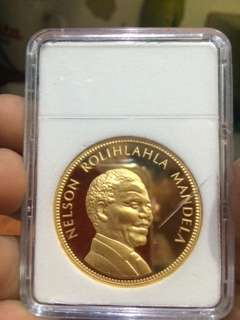 Start at Zero!!!! $$ Clearance $$ All must GO!$$ South Africa 1999 Mandela gold plated medallion