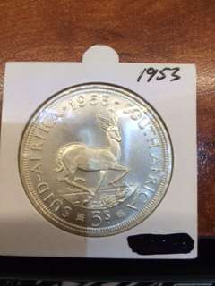 UNION SOUTH AFRICA 1953 5 shillings