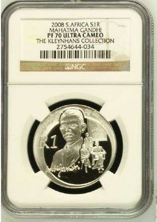 CRAZY! $$$ R1 START! $$$$ -2008 silver R1 Proof Gandhi PF70 Ultra Cameo - PERFECT!!!!!!
