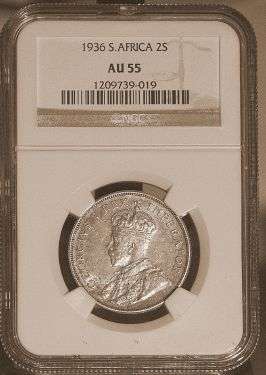CRAZY! R1 START!!! $$$ SOUTH AFRICA UNION NGC GRADED SILVER 1936 2S AU55