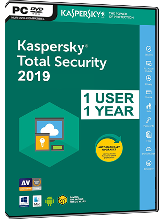 Kaspersky TOTAL SECURITY 2020 + Email Delivery (1 Device, 1 Year, Global Key)