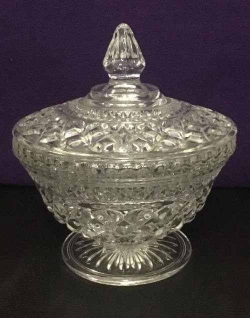 LARGE VINTAGE WEXFORD CUT-GLASS LIDDED COMPOTE CANDY JAR