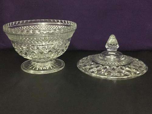 LARGE VINTAGE WEXFORD CUT-GLASS LIDDED COMPOTE CANDY JAR