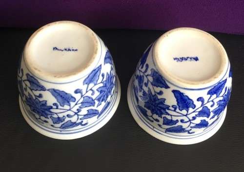 BEAUTIFUL TWO CHINESE BLUE and WHITE CONTAINERS MADE IN CHINA