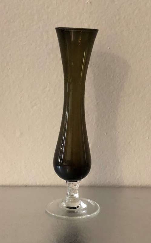 OLIVE GREEN GLASS VASE