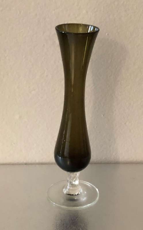 OLIVE GREEN GLASS VASE