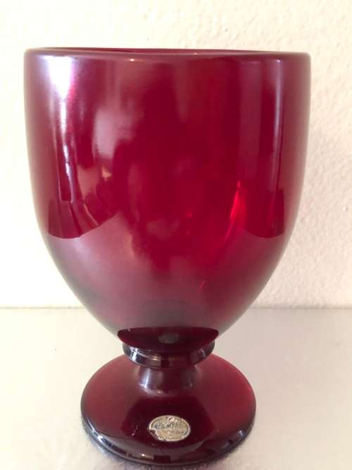 REIJMYRE SWEDEN RUBY RED GOBLET WITH ORIGINAL LABEL ATTACHED