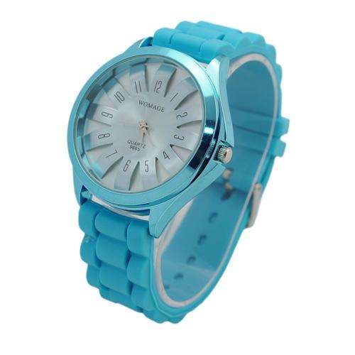 Fashion Weave Silicone Quartz Wrist Watch Light Blue