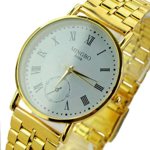 Metal Band Round Dial Quartz Movement Wrist Watch