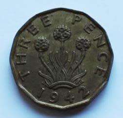 1942 THREE PENCE Great Britain