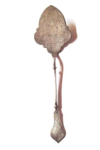 STERLING SILVER SERVING SPOON manufactured by Albert Smebye, Norwegian in 1886