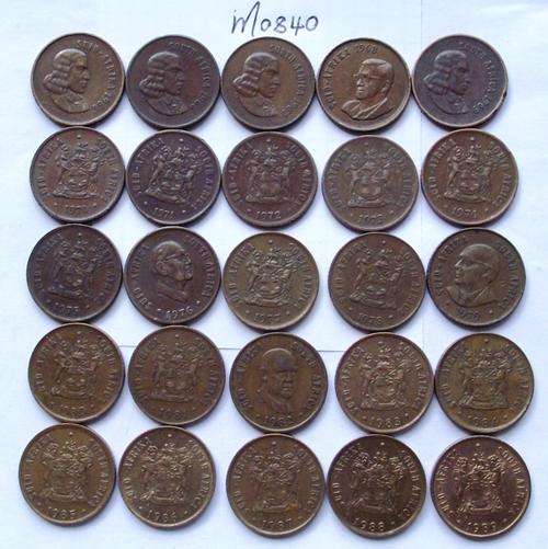 1966-1989 1c Coins (1966: Eng & Afr coins) (One bid for 25 coins)