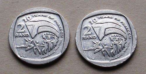 R2 10 YEARS OF FREEDOM - 2 coins (One bid for both coins)