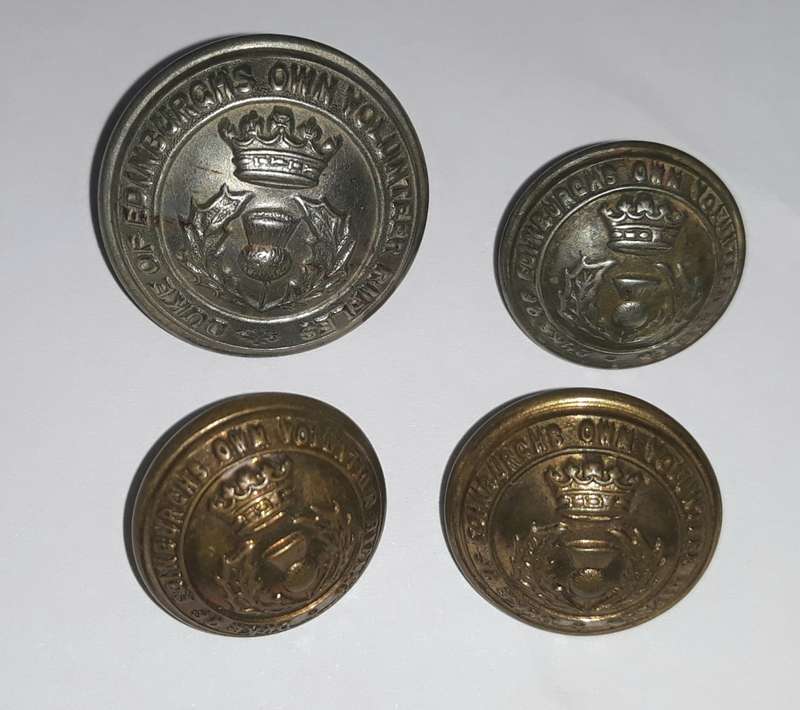 Pre Boer War and Post Boer War Duke of Edinburgh`s Own Volunteer Rifle Buttons