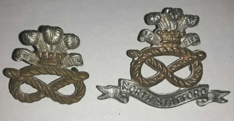 Boer War / World War One North Staffordshire Regimental Cap and Collar Badge