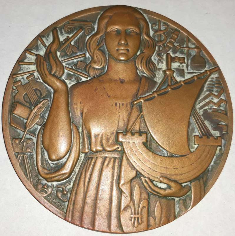 Vintage Pierre Turin Bronze Medallion 1953 Rallye Algiers / Cape Town