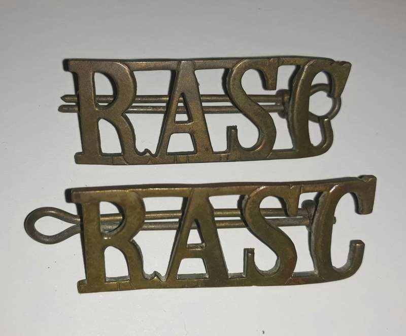 WW2 British Royal Army Service Corps Shoulder Title Pair