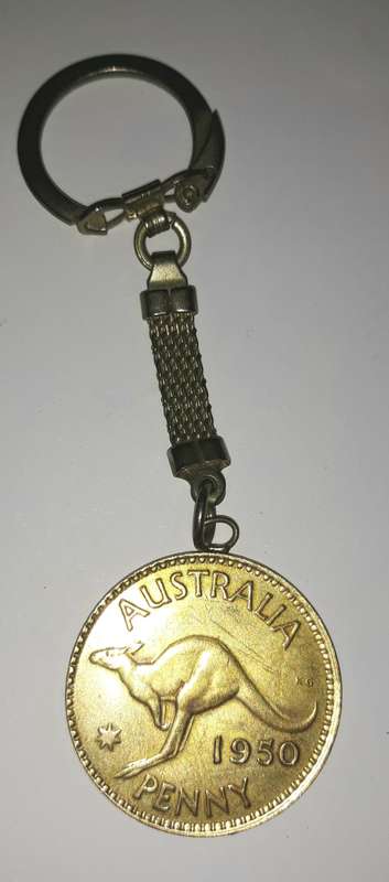 Vintage Australian 1950 Penny Keyring