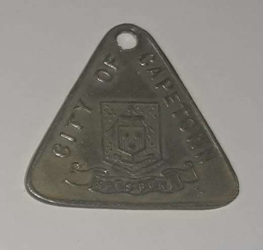Antique 1921 City of Cape Town Dog License Tag