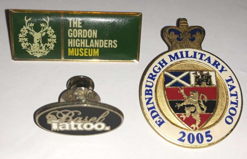 Vintage Military Pipe Band Tattoo Pin Badges