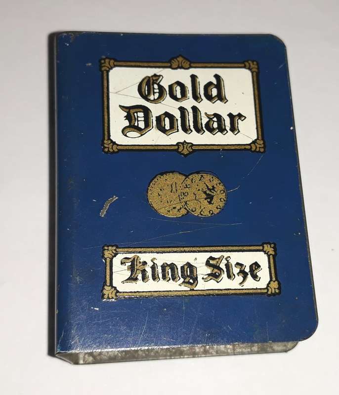 Vintage Gold Dollar Metal Matchbox Holder