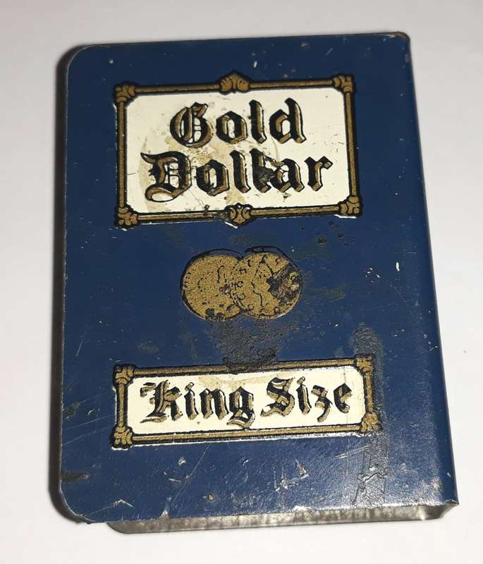 Vintage Gold Dollar Metal Matchbox Holder