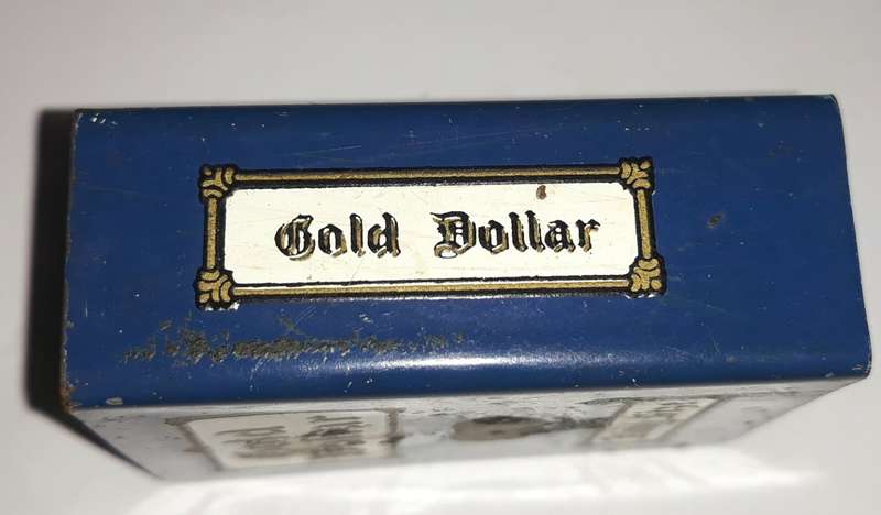 Vintage Gold Dollar Metal Matchbox Holder